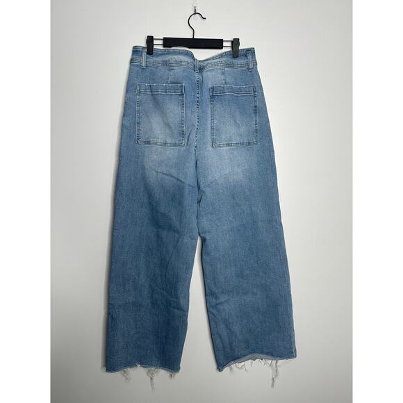 Oat New York Women's Light Wash High Rise‎ Raw Hem Wide Leg Jeans Size 12/31 - Picture 7 of 8